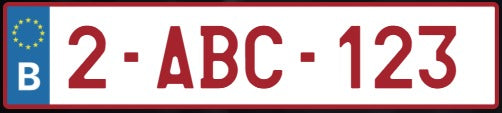Plaque d'immatriculation Belge Homologuée